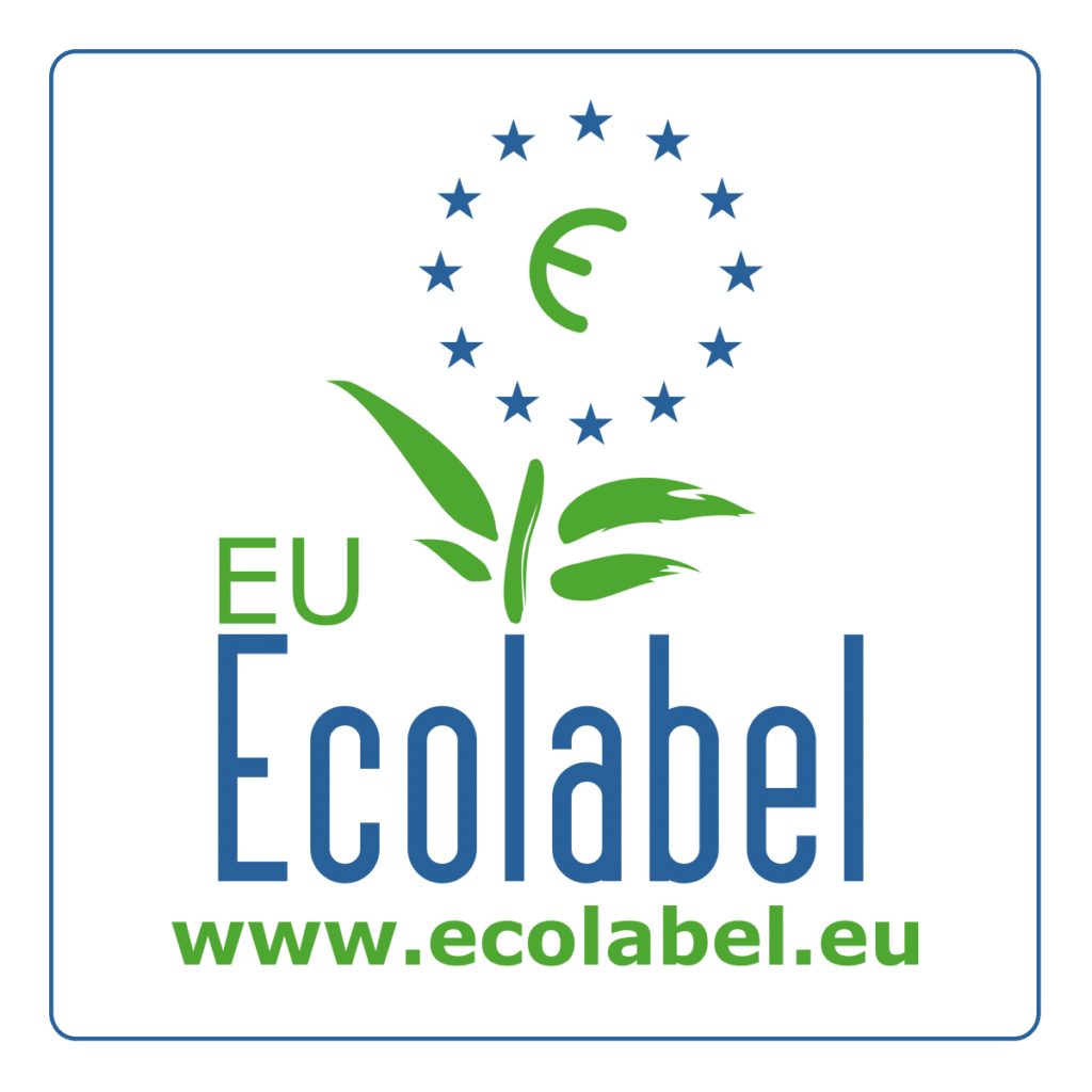 Le logo du label "Eco Label Européen" avec les sigles de couleur vert et bleu.
