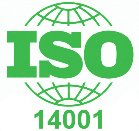 Le logo de la norme ISO 14001 de couleur vert.