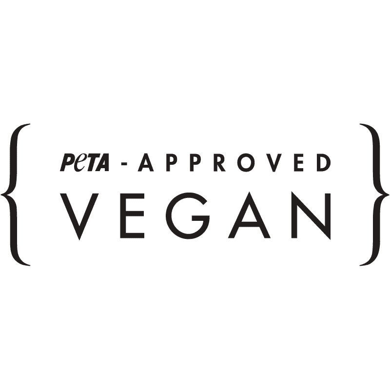 Logo de la certification Peta Approved Vegan de couleur noir et blanc.