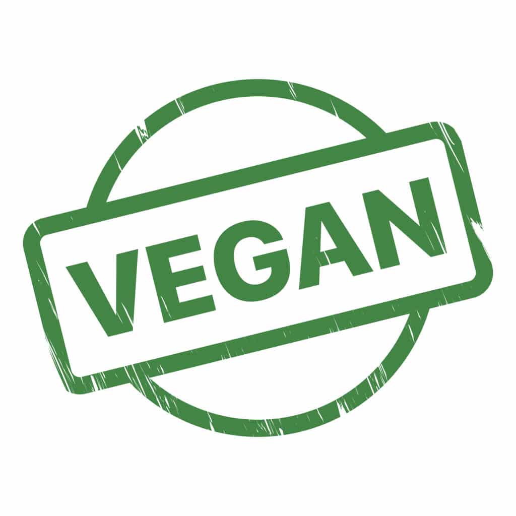 Un logo vert "VEGAN"