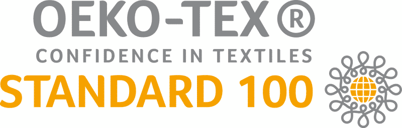 Le label OEKO-TEX avec l'inscription "OEKO-TEX - CONFIDENCE IN TEXTILE - STANTADRD 100".